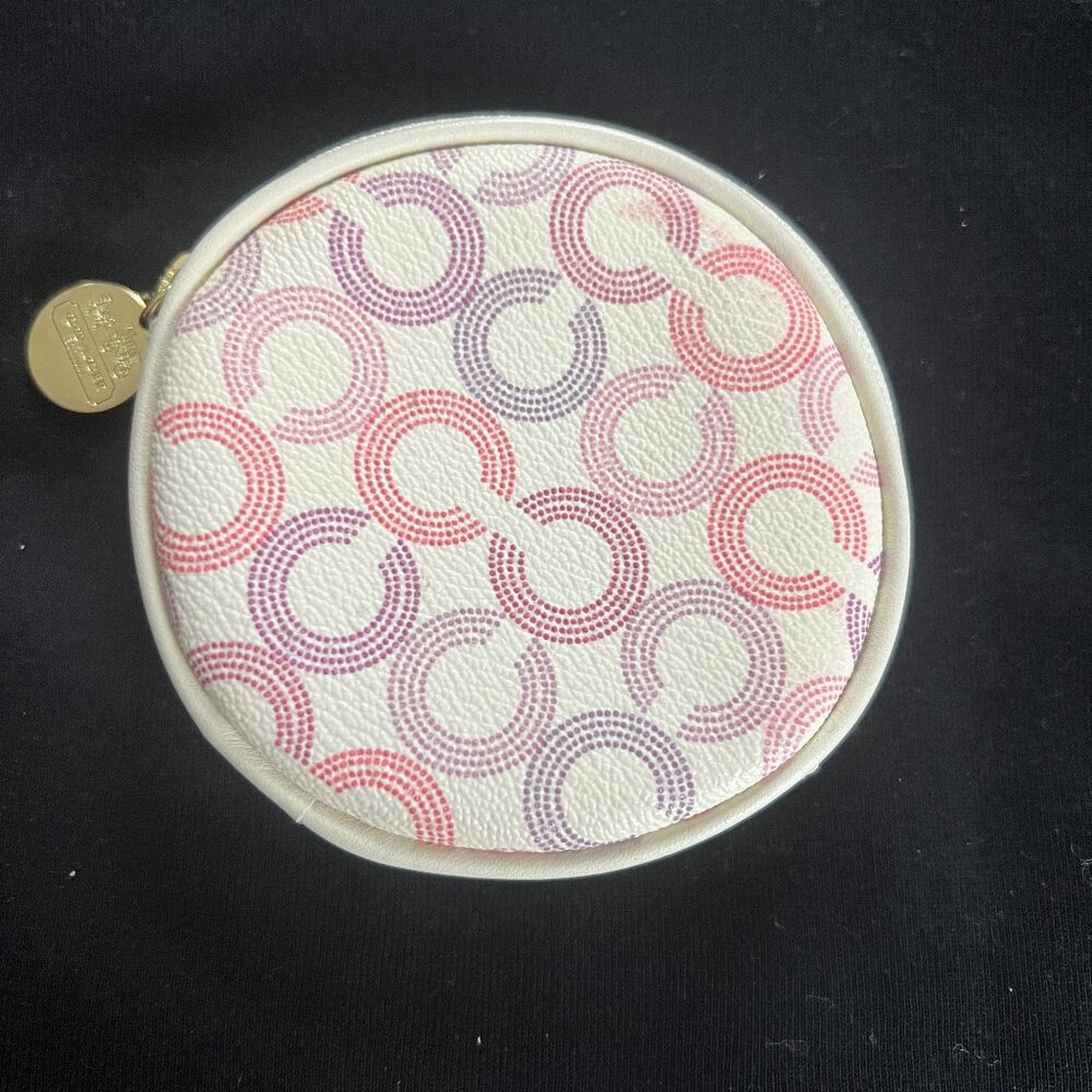 Coach Signature "C" Waverly Optic ArtRound Leather Coin Purse